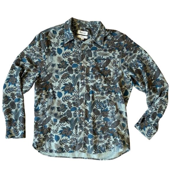 Madewell Men's Sunday Flannel Perfect Fit Shirt in Vetiver Camo Size Large - Picture 1 of 6